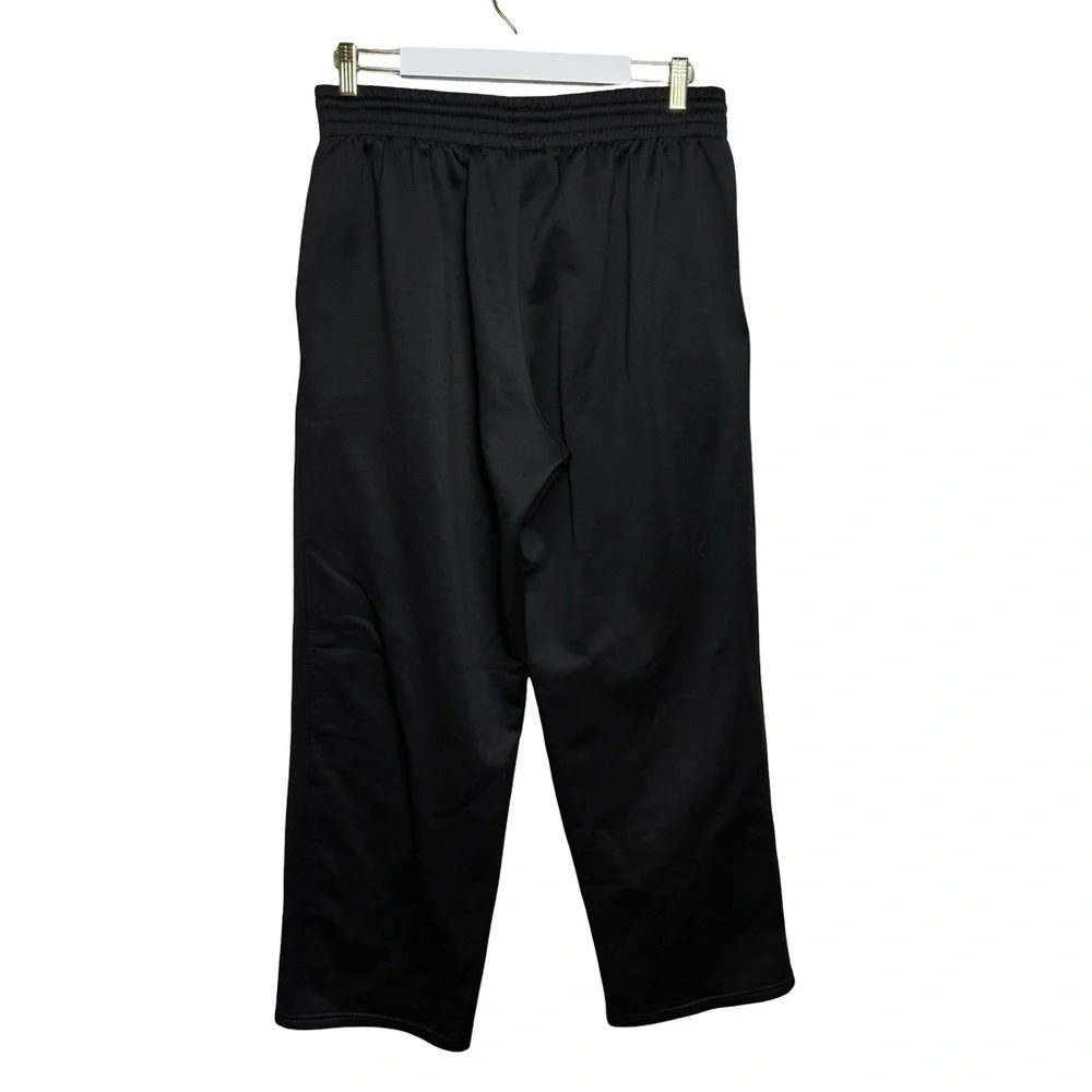 Under Armour Men SZ L Loose Fleece Pants Black Straight Leg Gym Hike Active UA